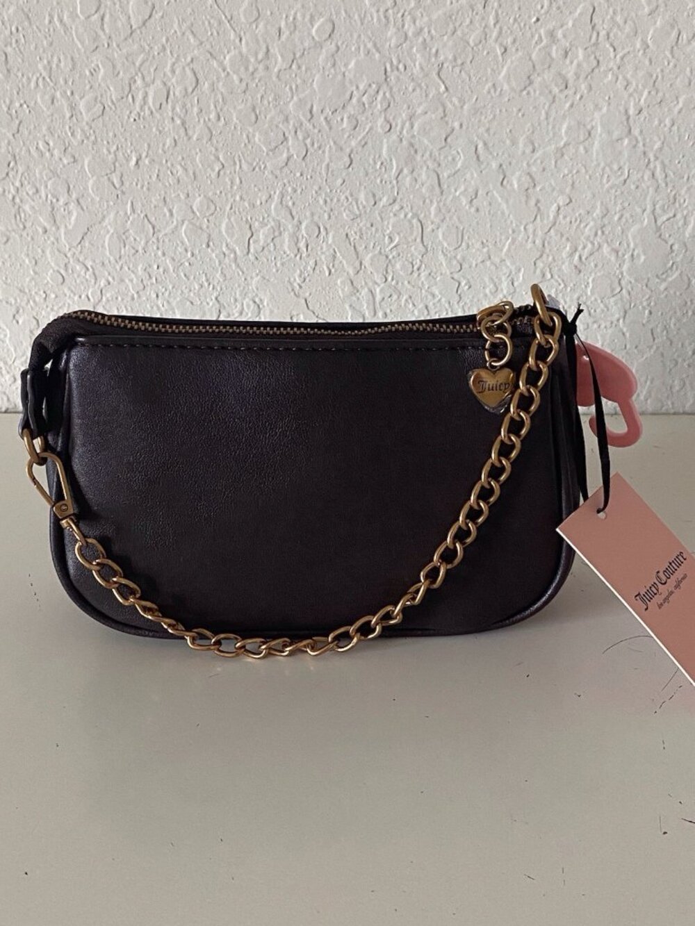 Juicy Couture In Her Juicy Era Convertible Wristlet Mini Bag Purse Chocolate NEW - Picture 8 of 14